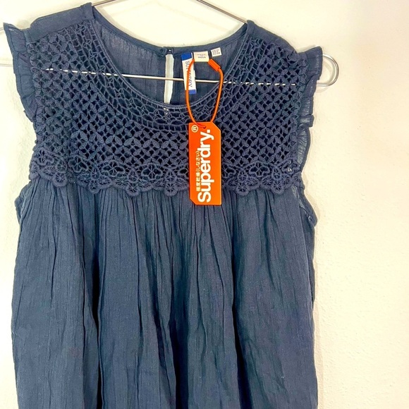 🆕 Superdry Black Stitched Front Sleeveless Top - Picture 4 of 9